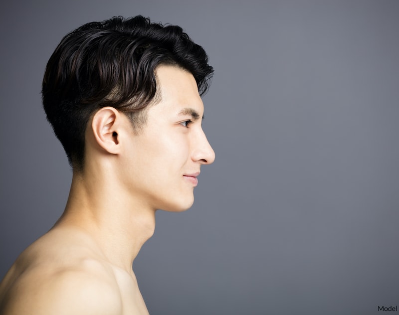 side view of a model handsome young man's face